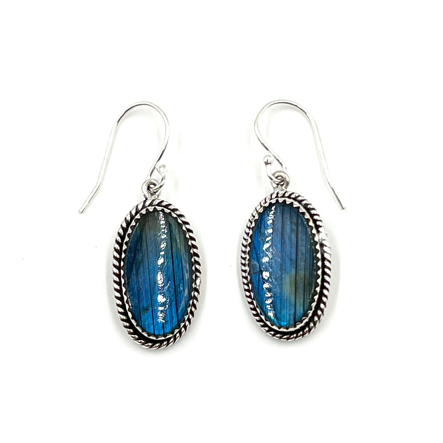 Sterling Silver Oval Labradorite Earrings