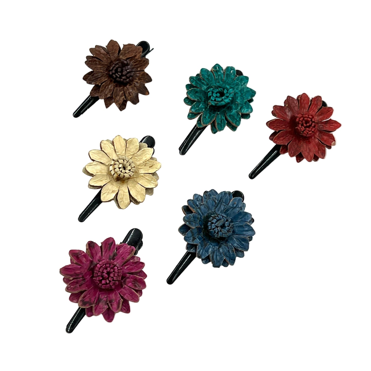Leather Flower Hair Clips