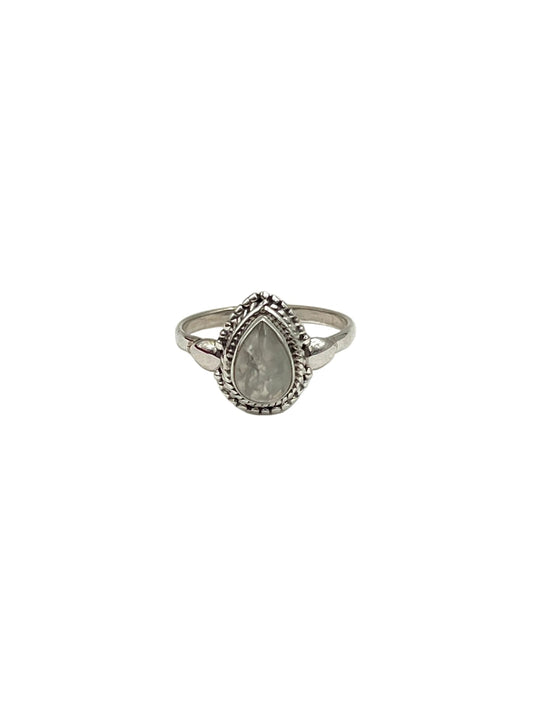 Beaded Teardrop Moonstone Ring