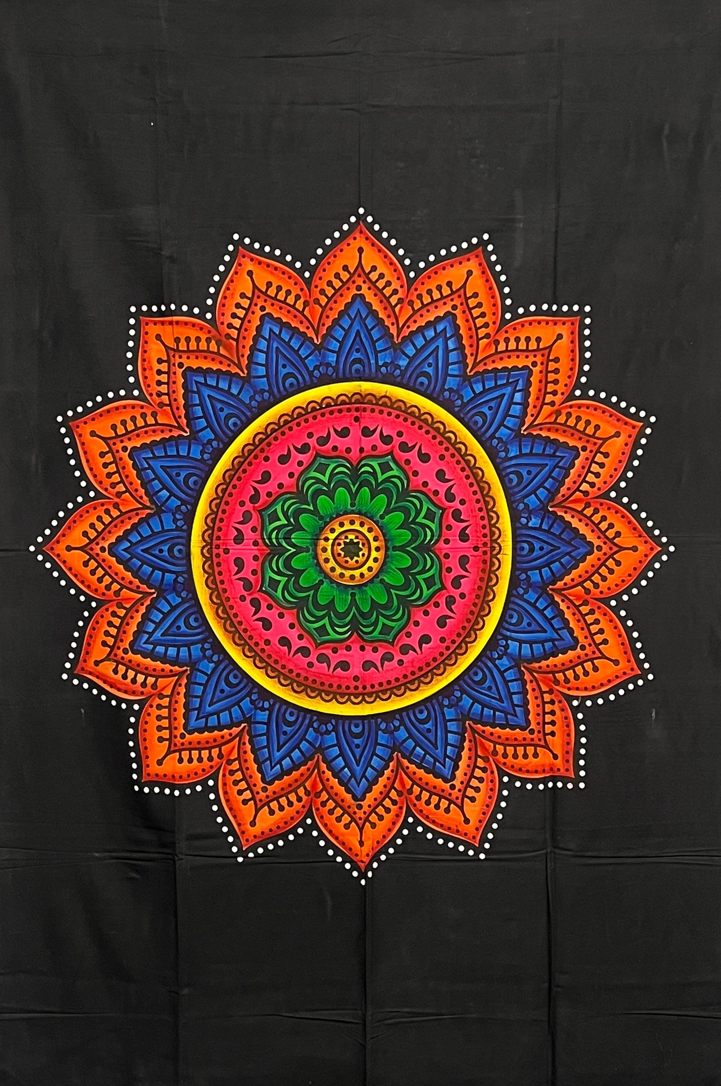 Hand printed Lotus Mandala Fabric Poster Tapestries | 4 Colors