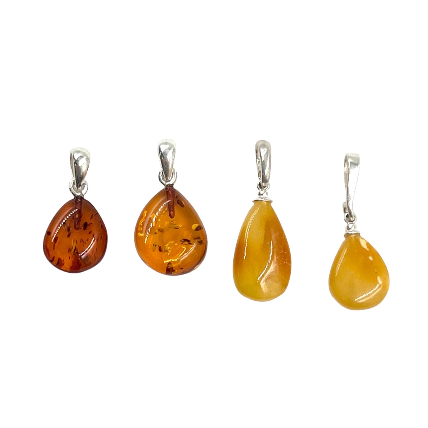 Amber Teardrop Freeform Pendants