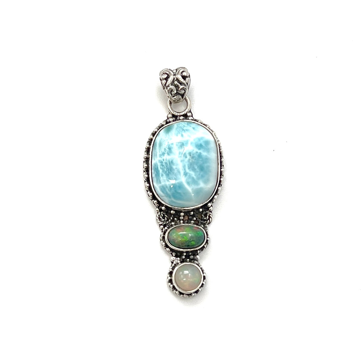 Sterling Silver Larimar & Opal Pendants