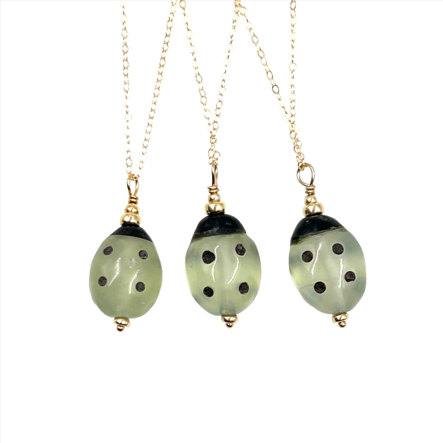 Jade Lady Bug Gold Filled Necklace