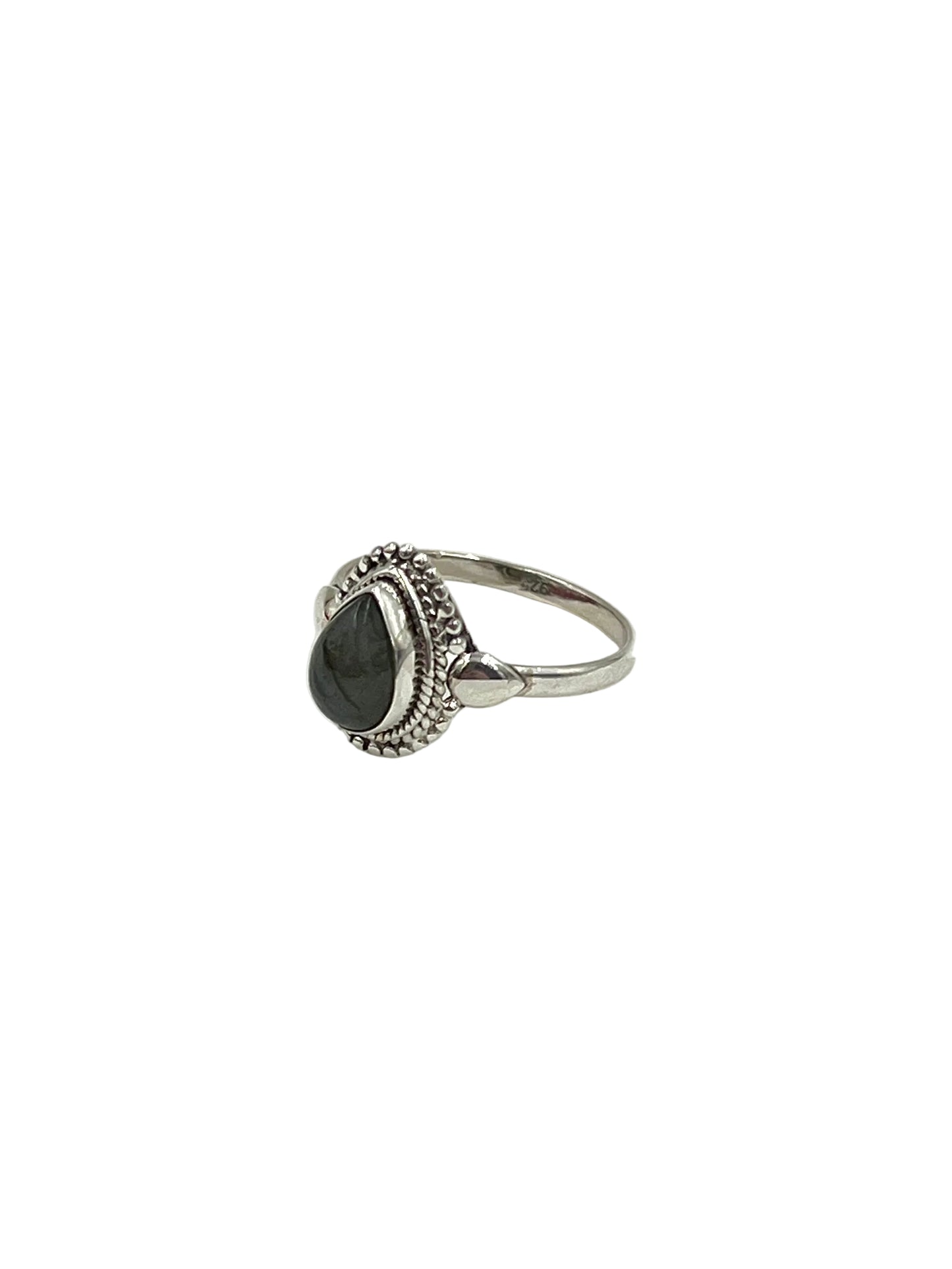 Beaded Teardrop Labradorite Ring