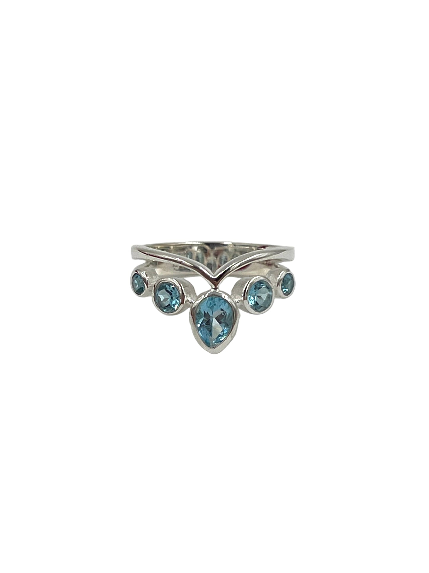 Crown Sky Blue Topaz Ring
