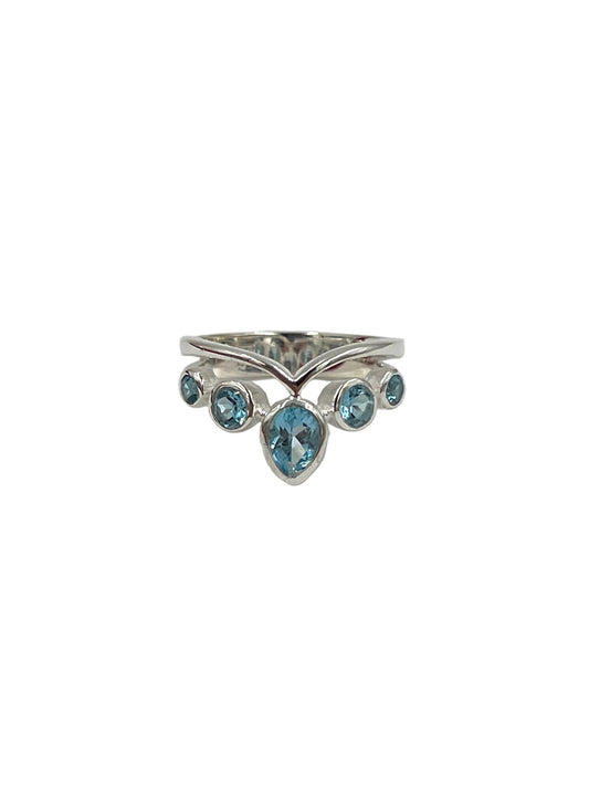 Crown Sky Blue Topaz Ring