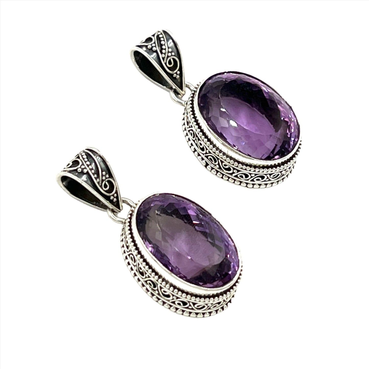 Sterling Silver Filigree Amethyst Pendants