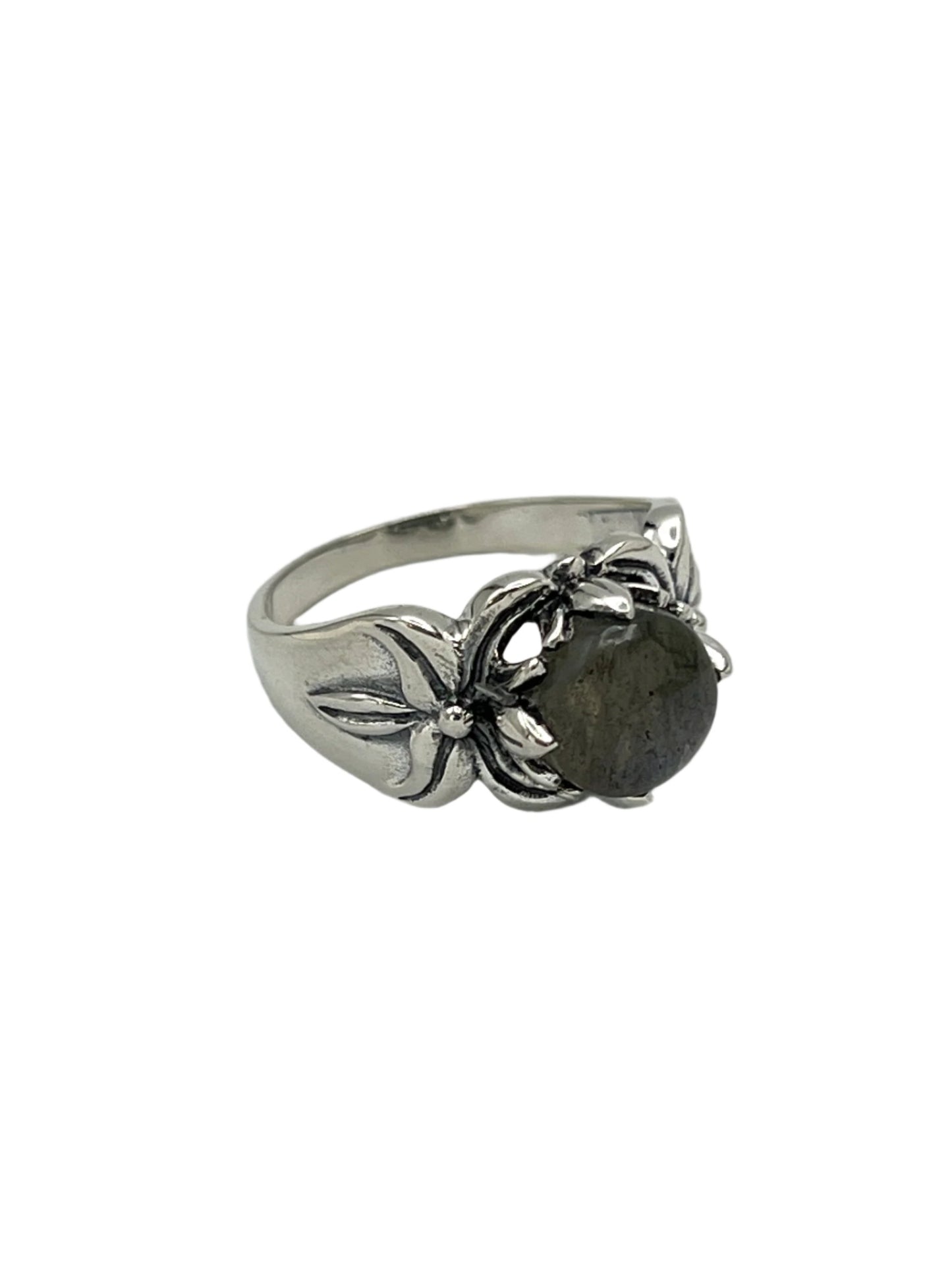 Sterling Silver Labradorite Flower Framed Ring