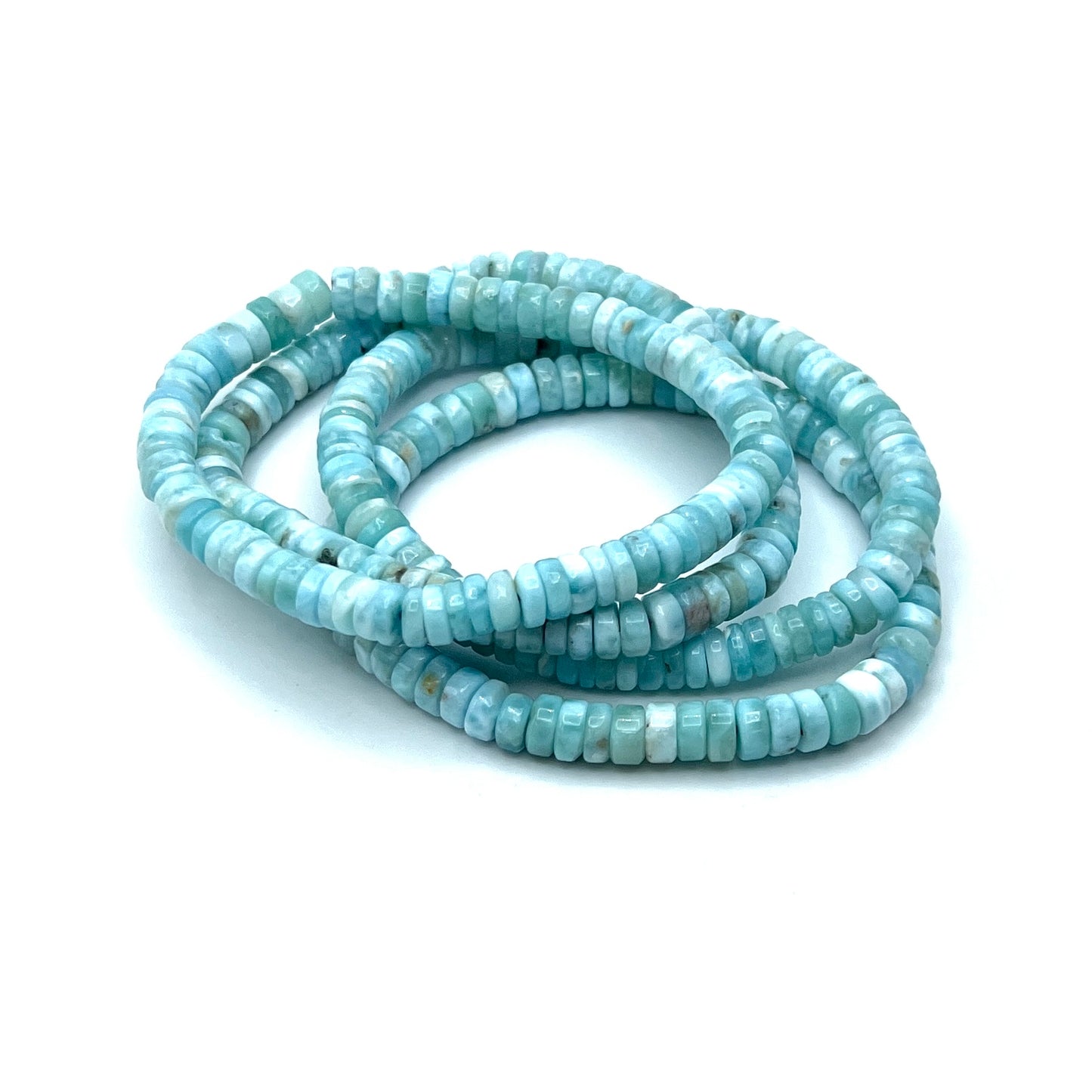 Larimar Wheel Beaded Stretchy Bracelets