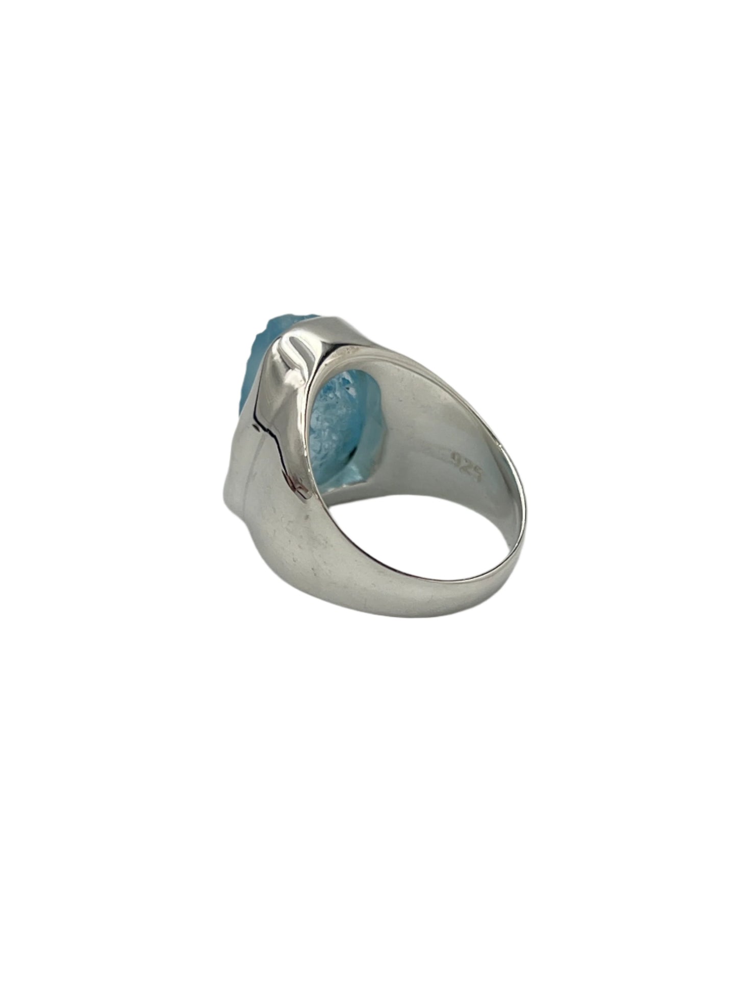 Sterling Silver Raw Blue Topaz Rings