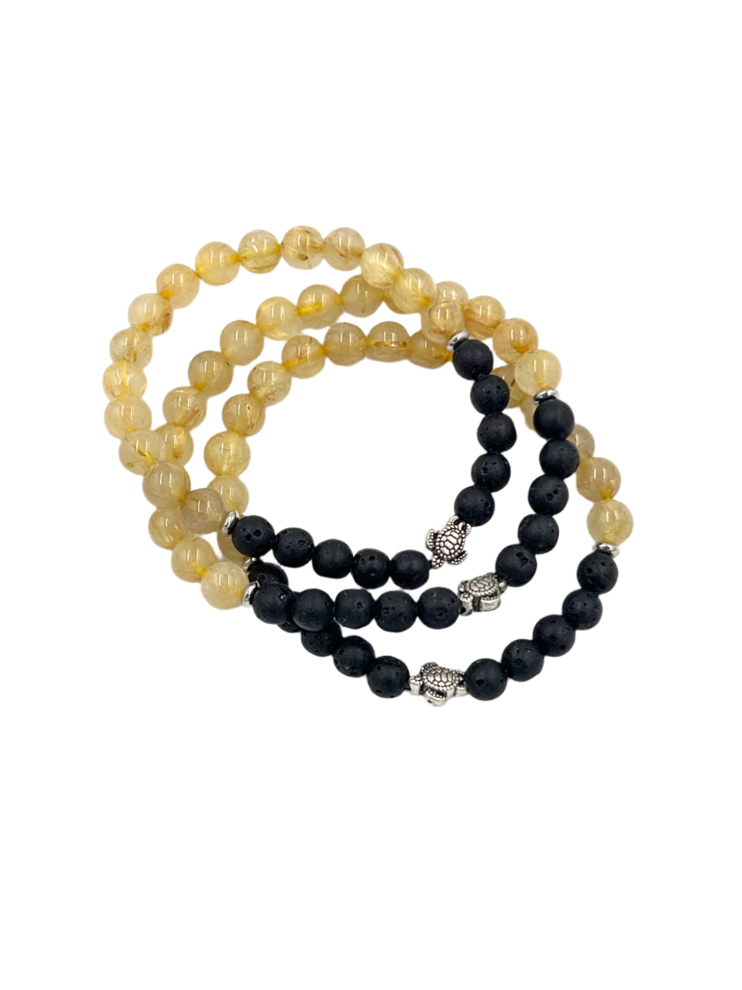 Gold Rutilated Clear Quartz Stretchy Bracelets