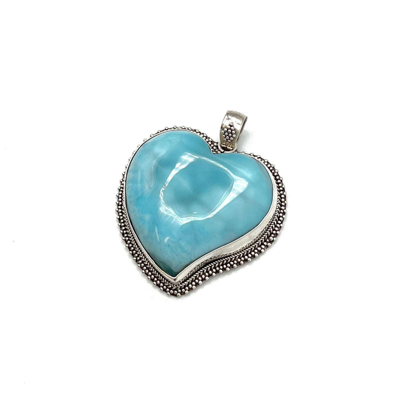 Sterling Silver Larimar Heart Pendants