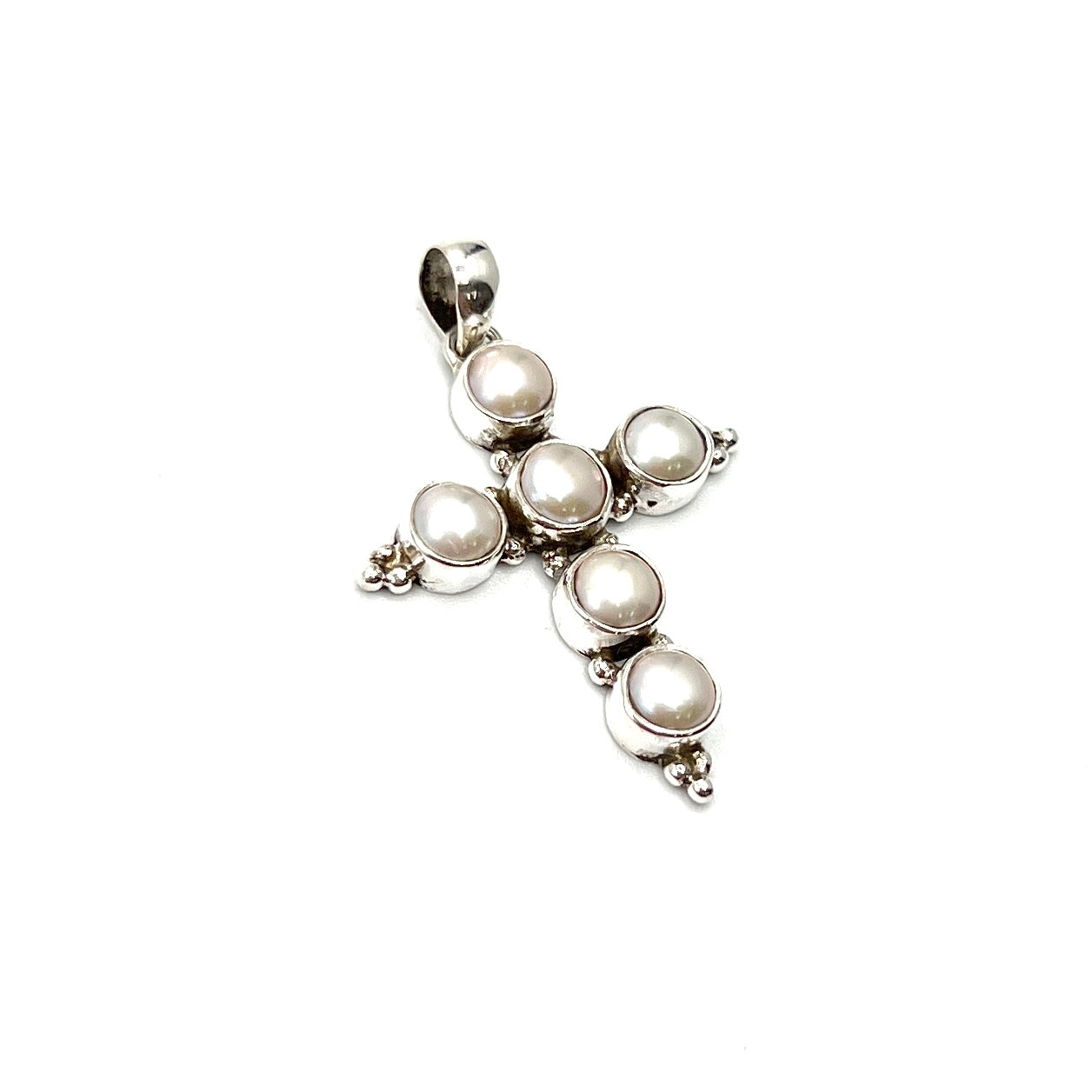 Sterling Silver Pearl Cross Pendant