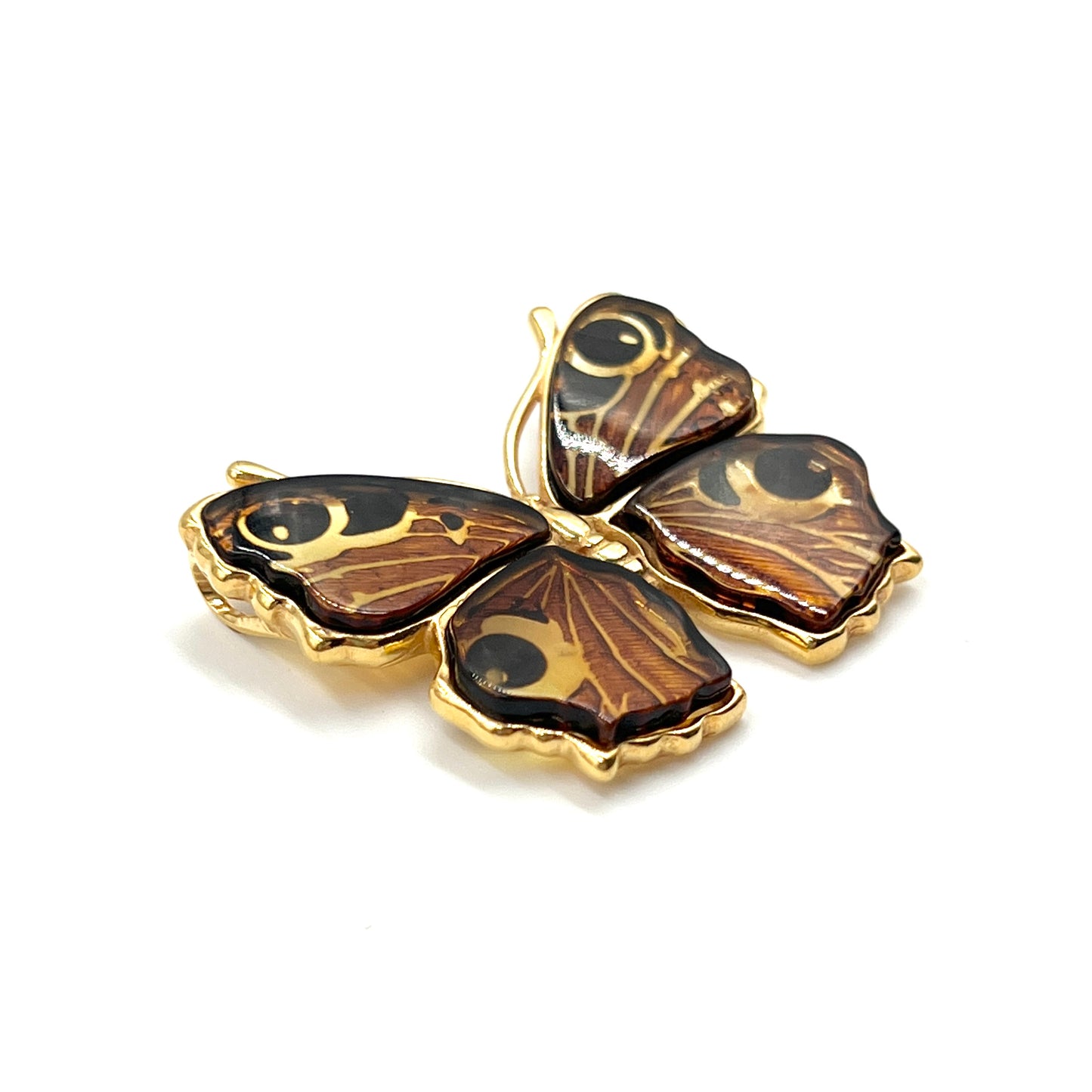 Gold Plated Silver Amber Butterfly Pendants