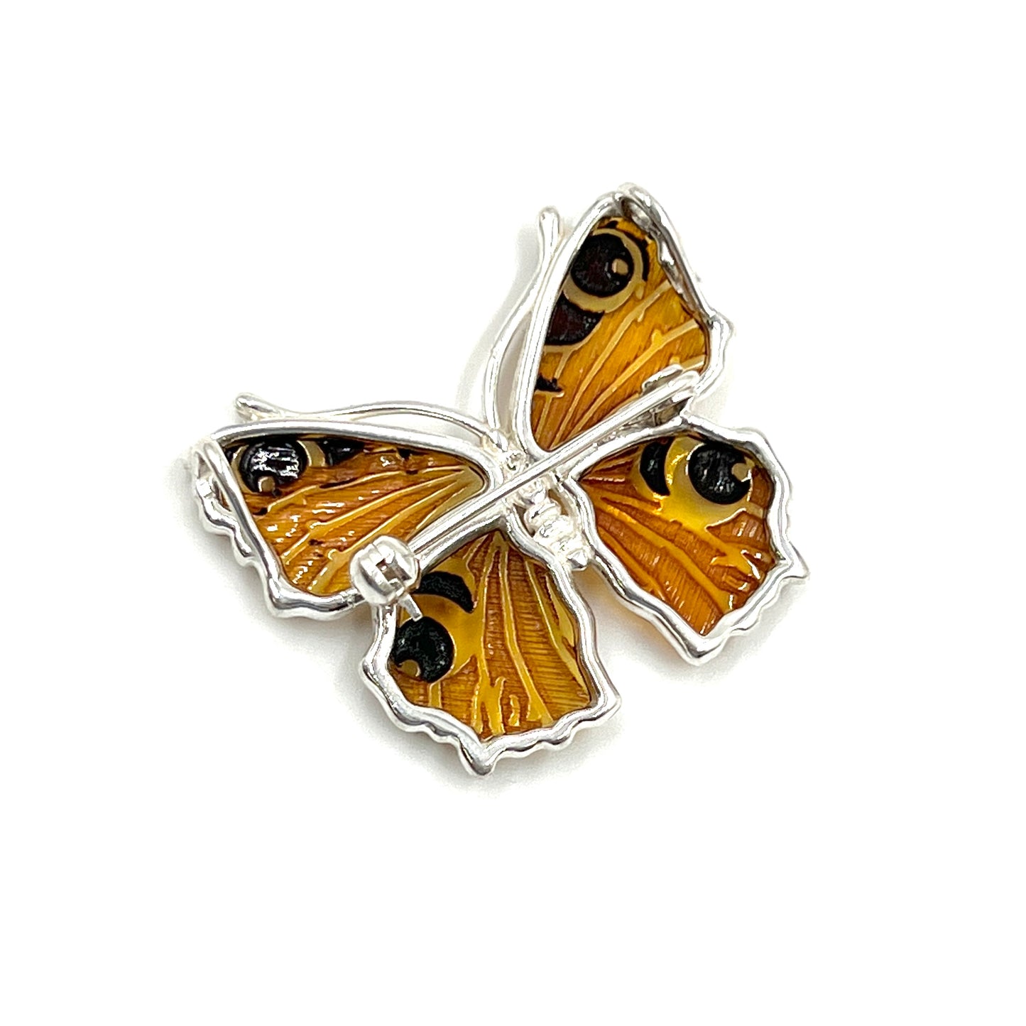 Sterling Silver Amber Butterfly Pendants/Brooch