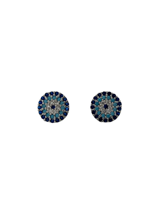 Silver Evil Eye Studs