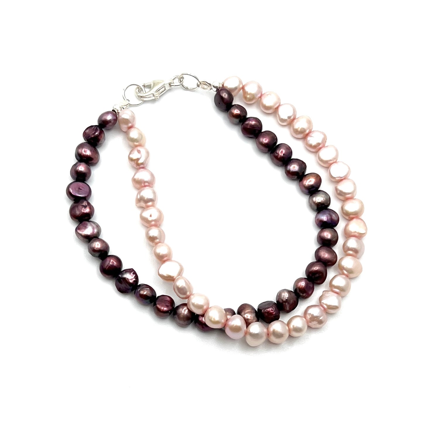 Sterling Silver Double Strand Pearl Bracelet