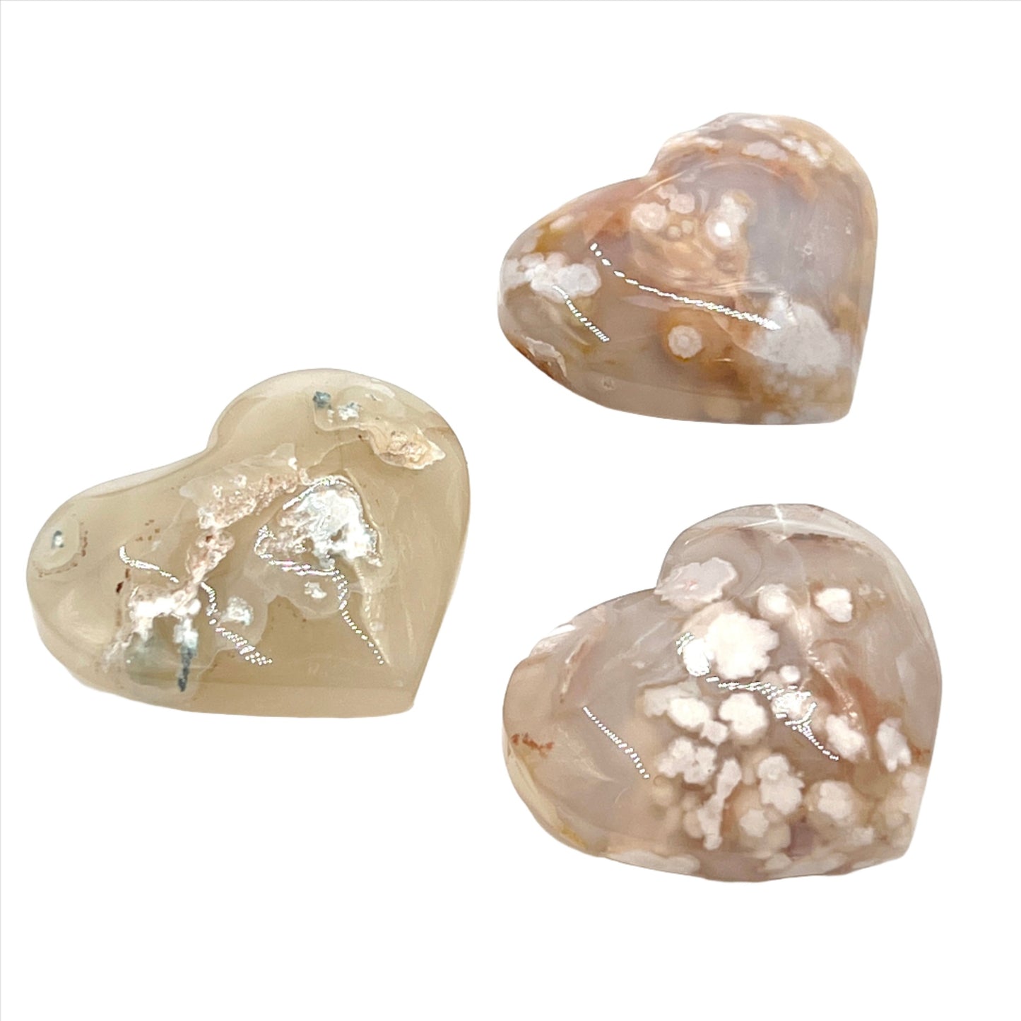 Large Flower Agate Hearts