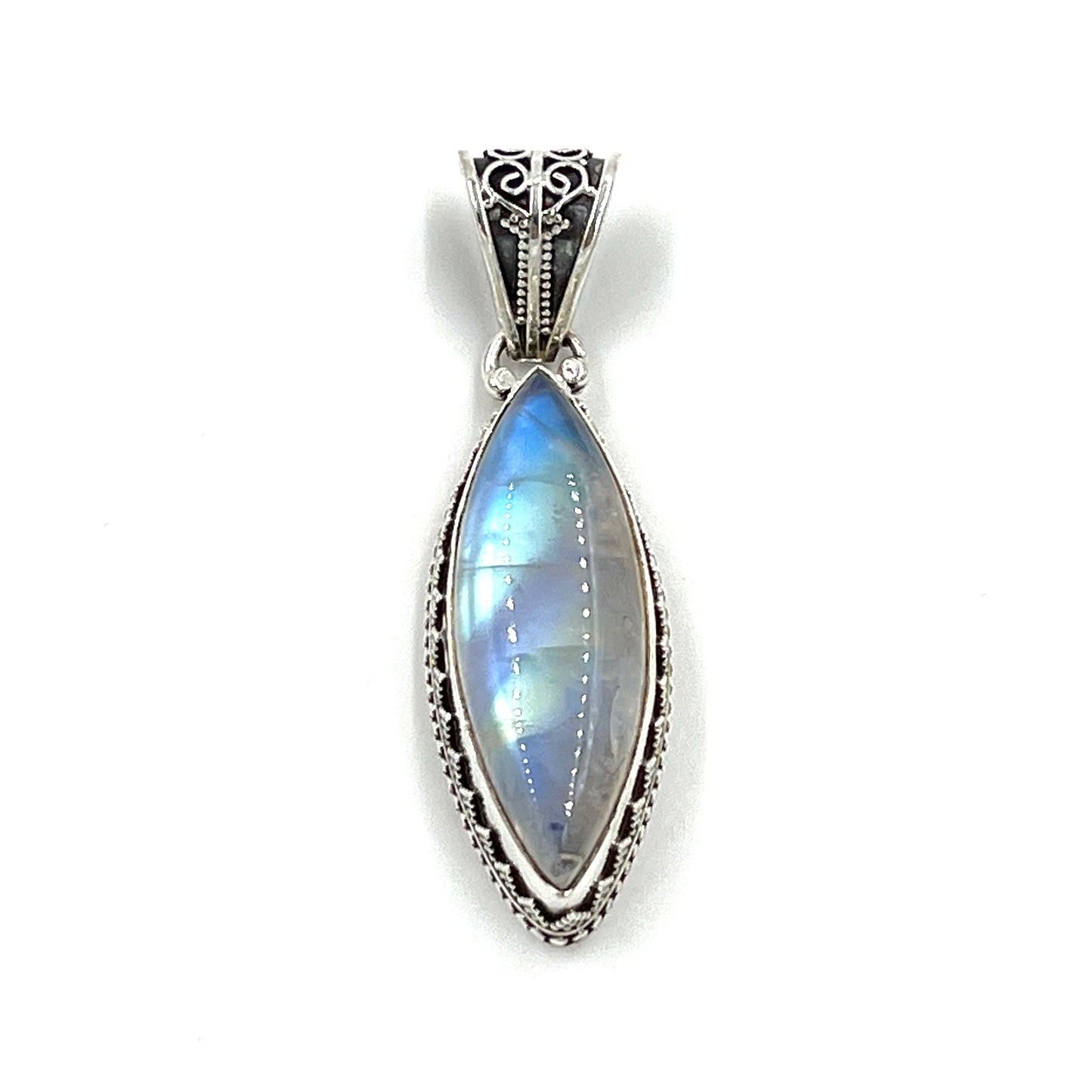 Sterling Silver Filigree Marquise Moonstone Pendant