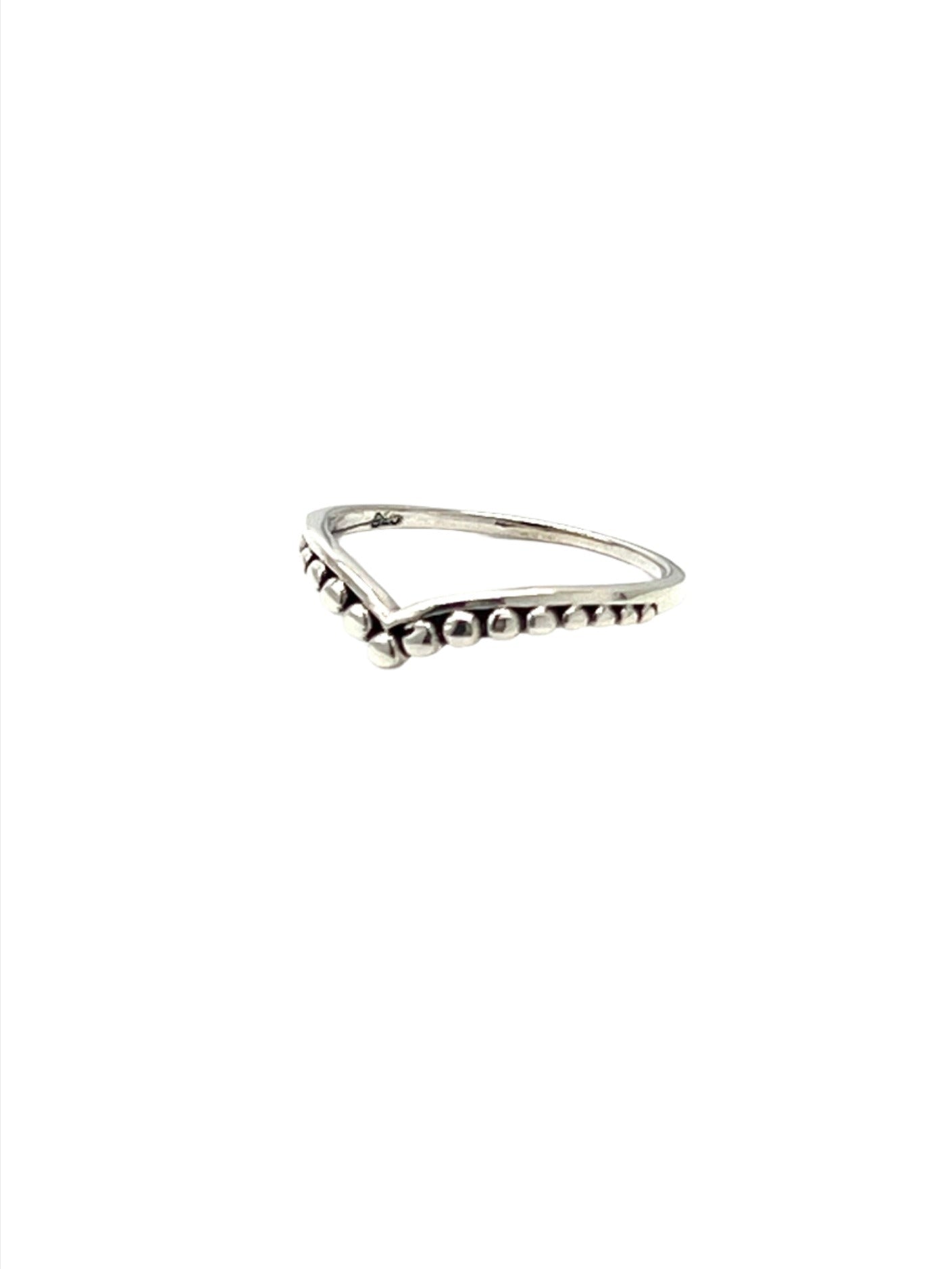 Sterling Silver Beaded Chevron Ring