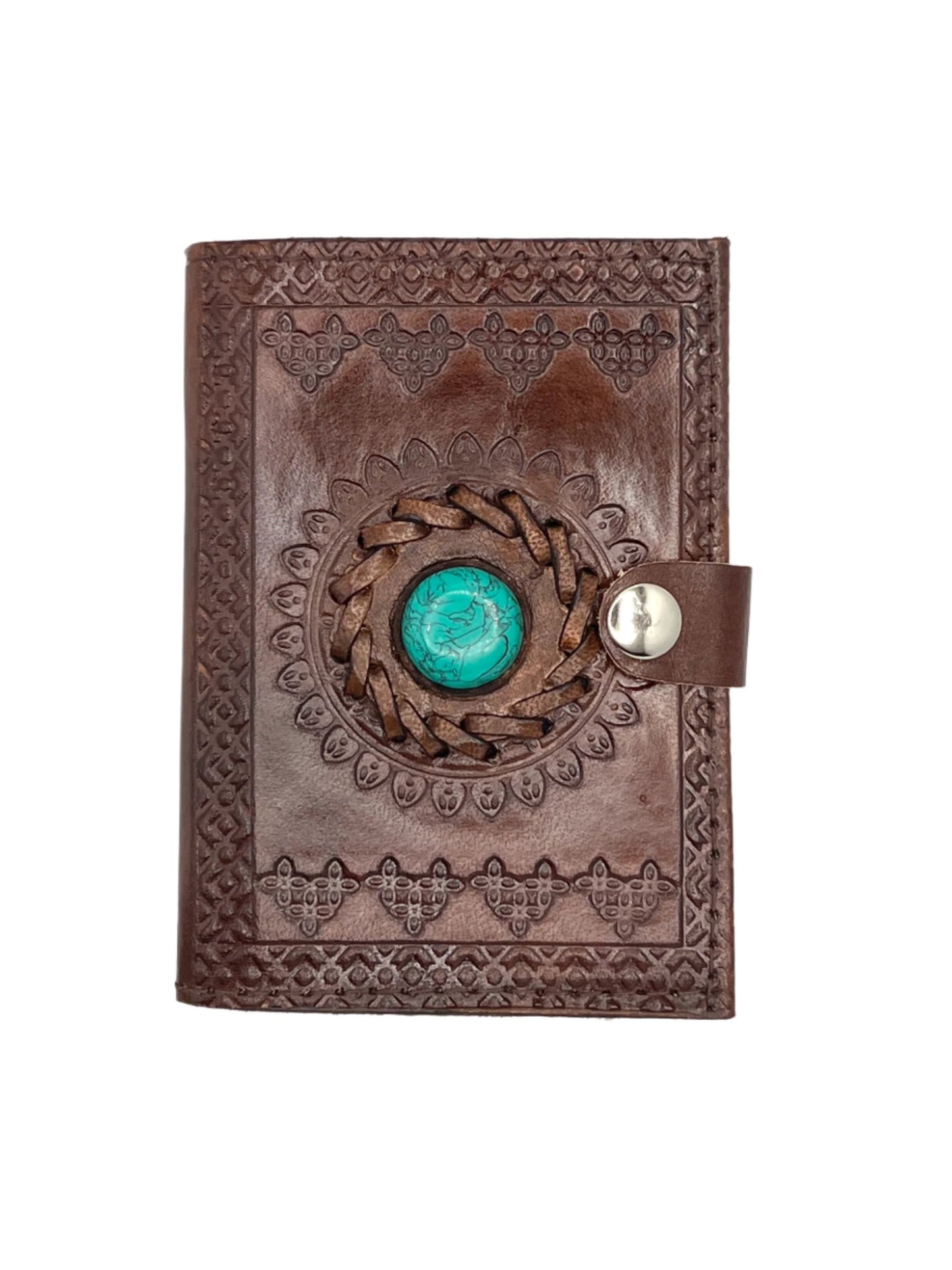 Camel Leather Gemstone Journal | Mandala | 5" x 3.5" x 1/2"