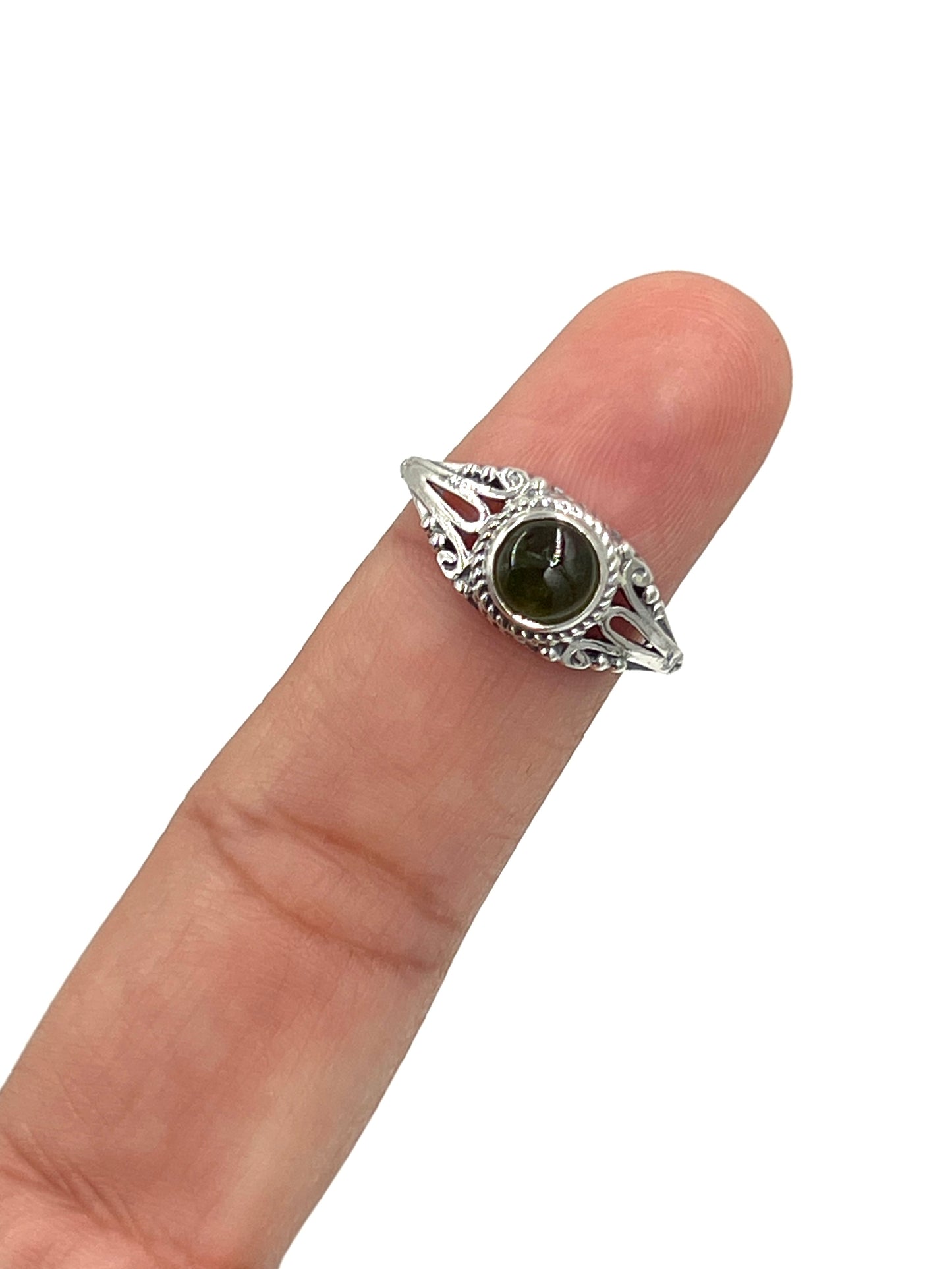 Green Tourmaline Round Ring
