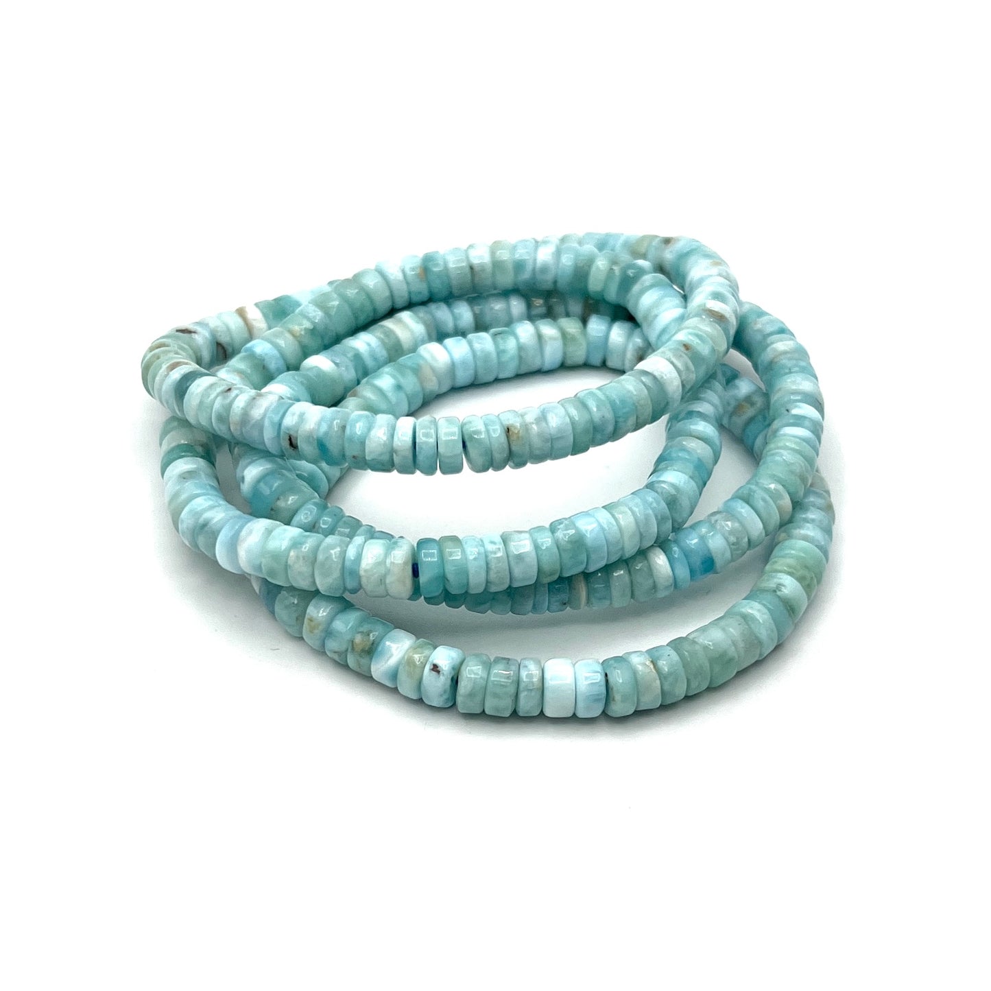 Larimar Wheel Beaded Stretchy Bracelets