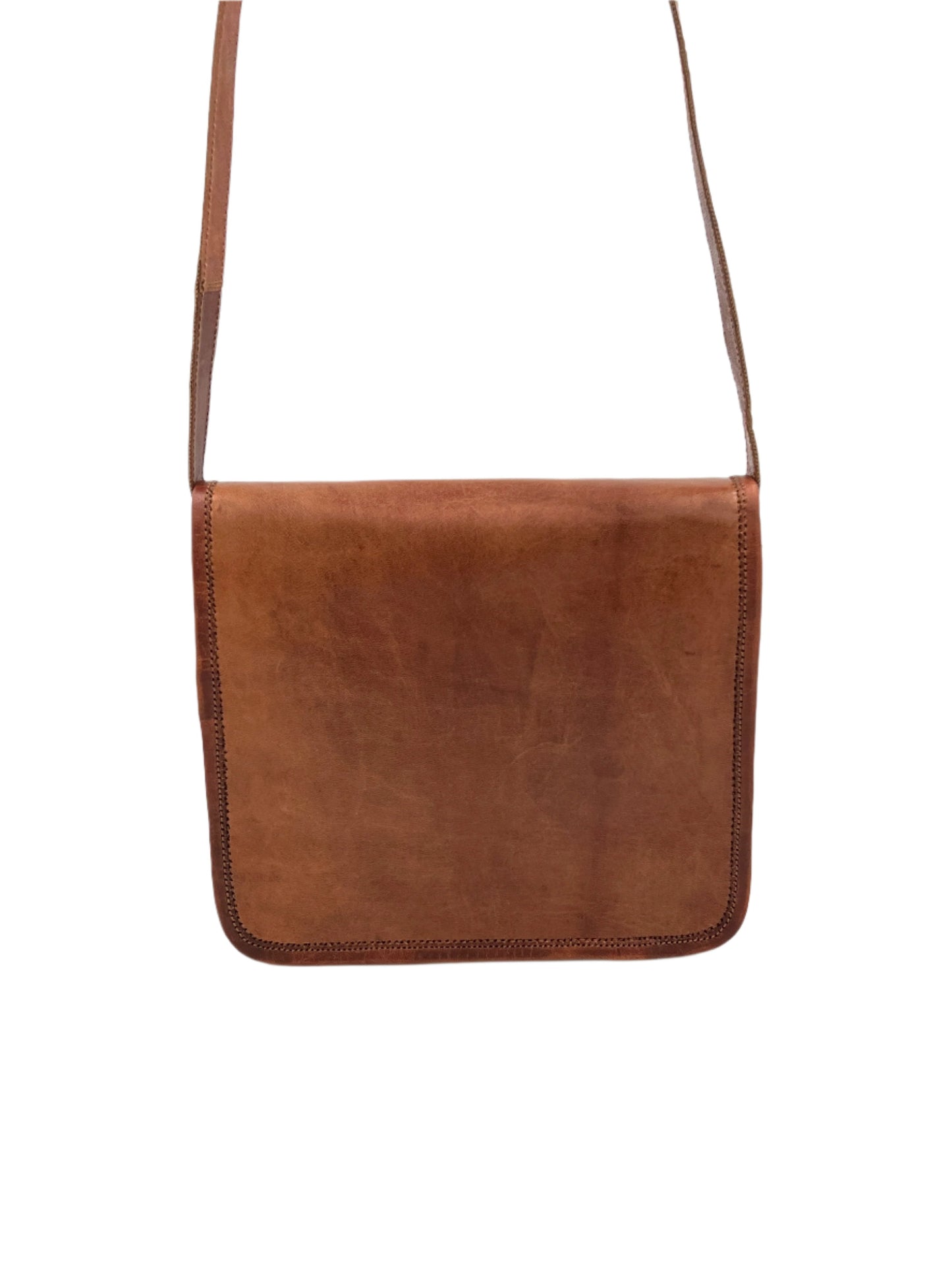 Camel Leather Cross Body Saddle Bag