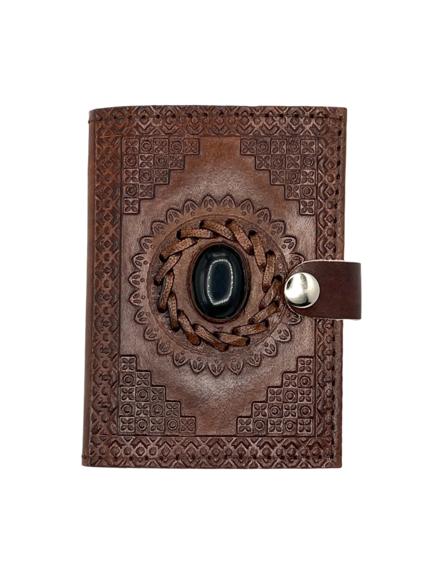 Camel Leather Gemstone Journal | Mandala | 5" x 3.5" x 1/2"