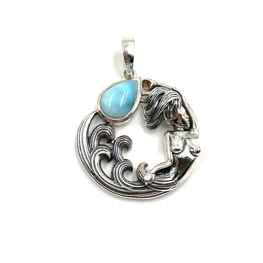 Sterling Silver Mermaid Larimar Pendants