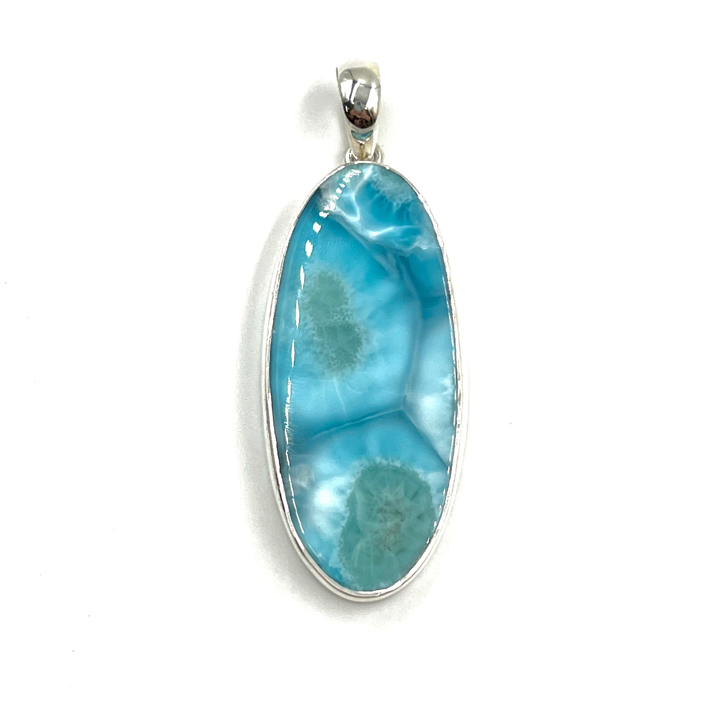 Sterling Silver Oval Larimar Pendants