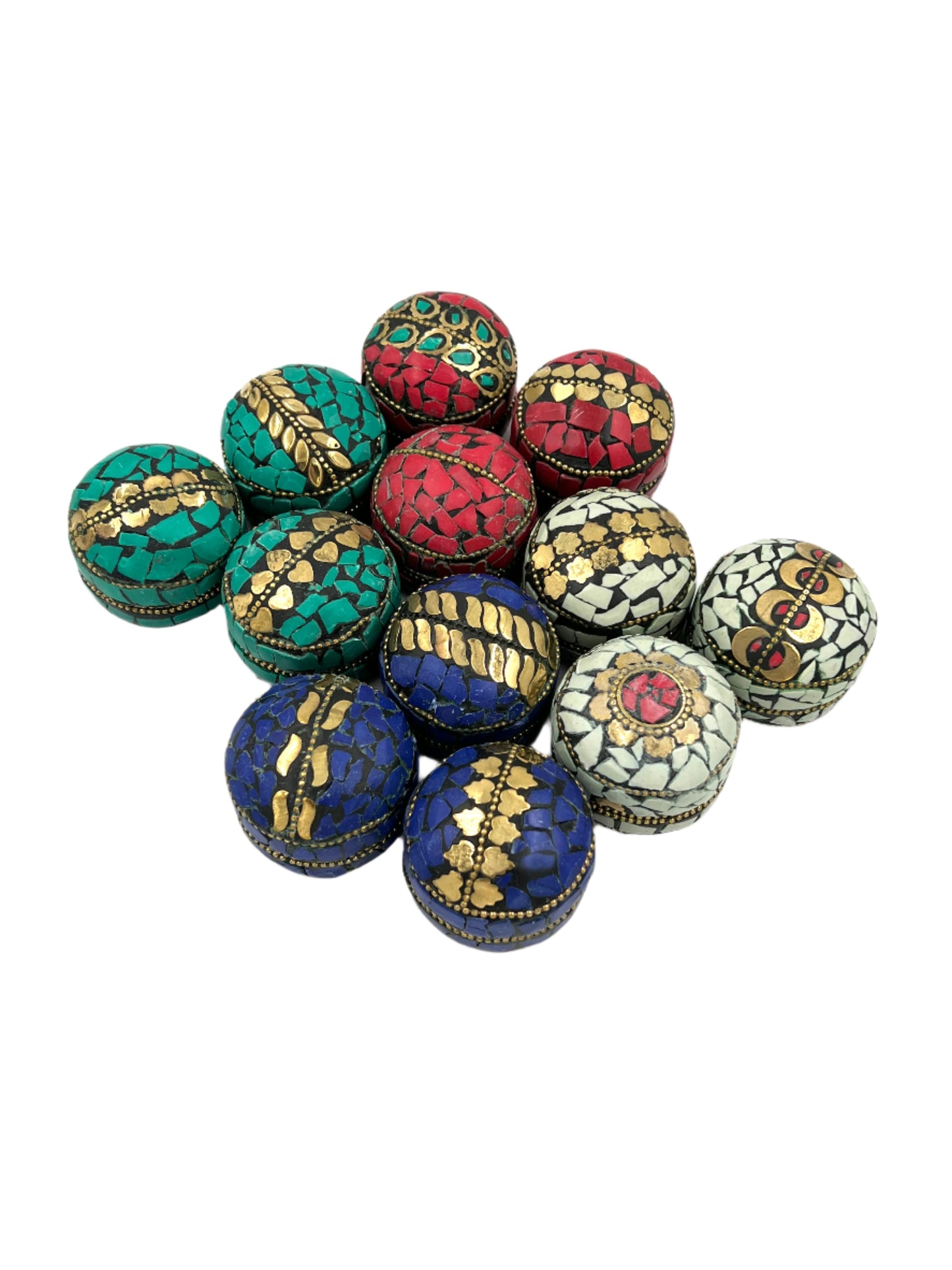 Mini Mosaic Indian Handmade Metal Jewelry Tin