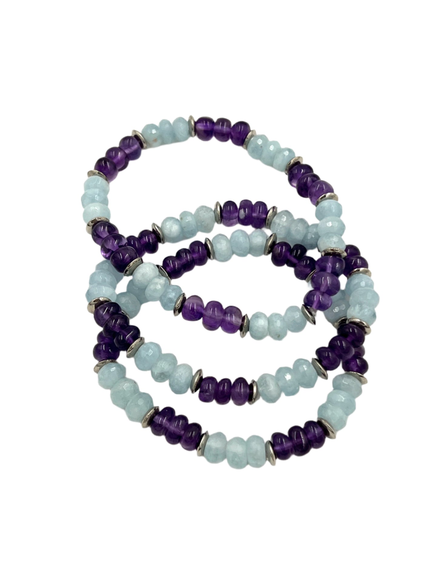 Amethyst & Aquamarine Stretchy Bracelets