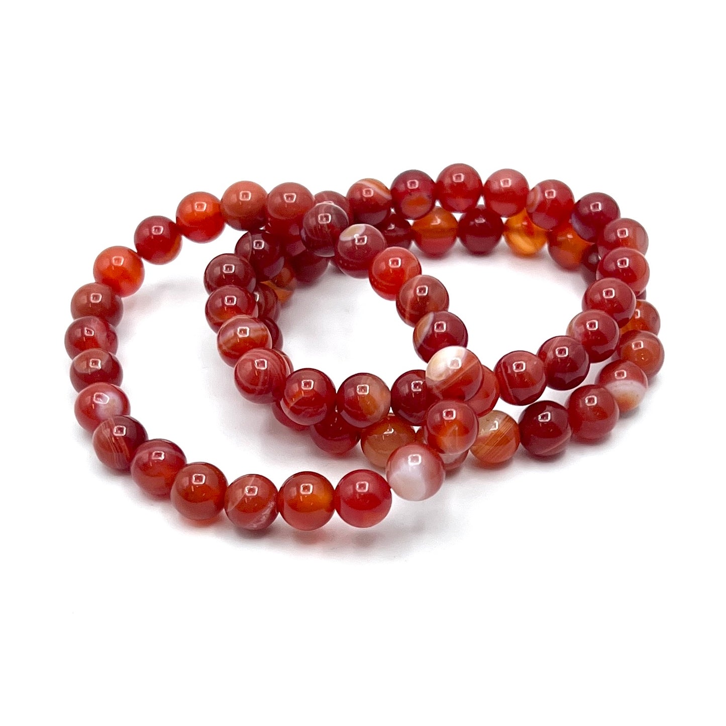 Banded Carnelian Stretchy Bracelets