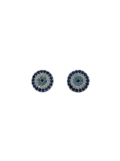 Silver Evil Eye Studs