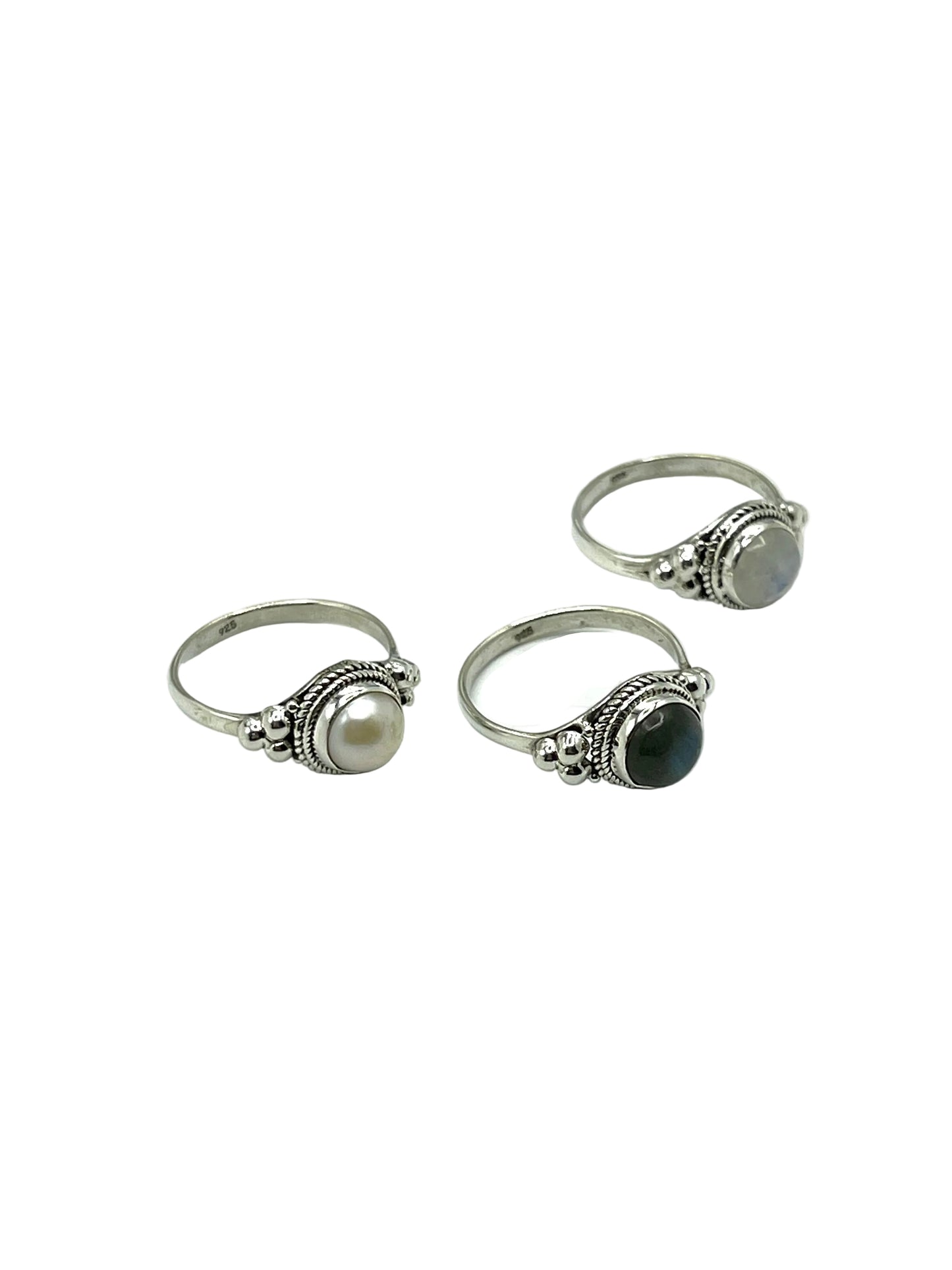 Beaded Circle Gemstone Rings