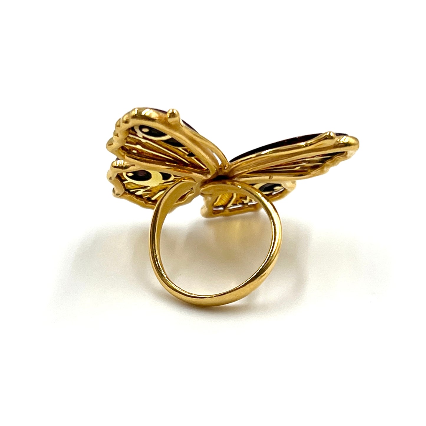 Gold Plated Silver Amber Butterfly Ring