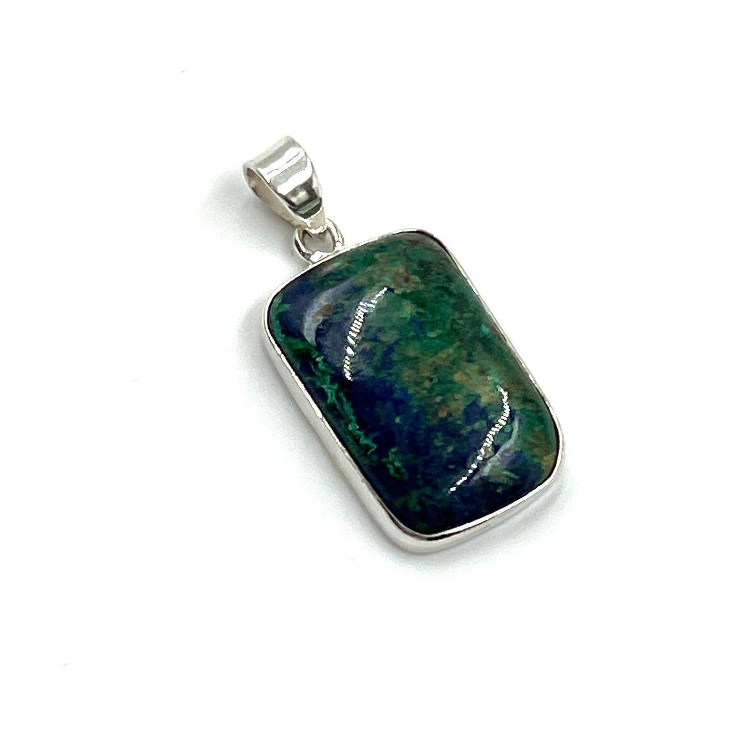 Sterling Silver Azurite Malachite Rectangle Pendants