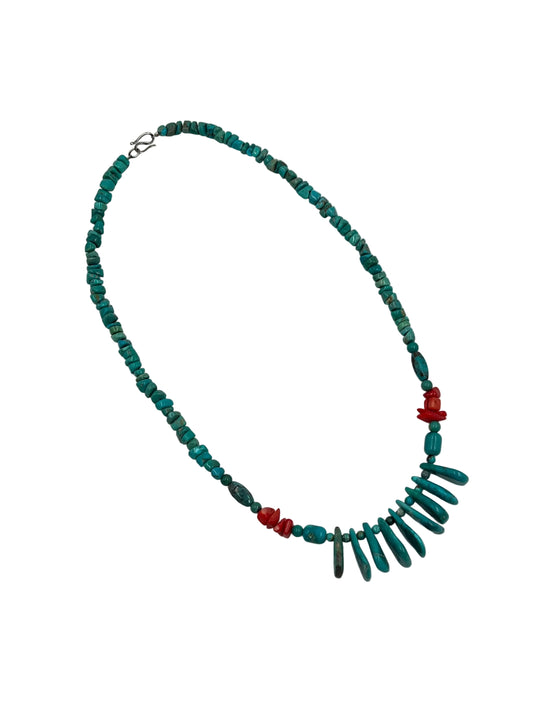 Silver Teardrop Turquoise Necklace