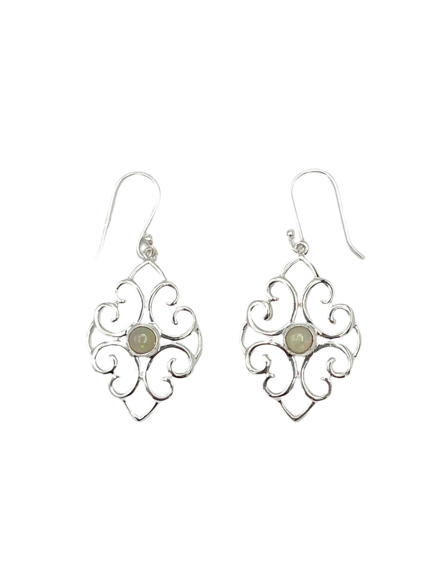 Sterling Silver Ethiopian Opal Filigree Earrings