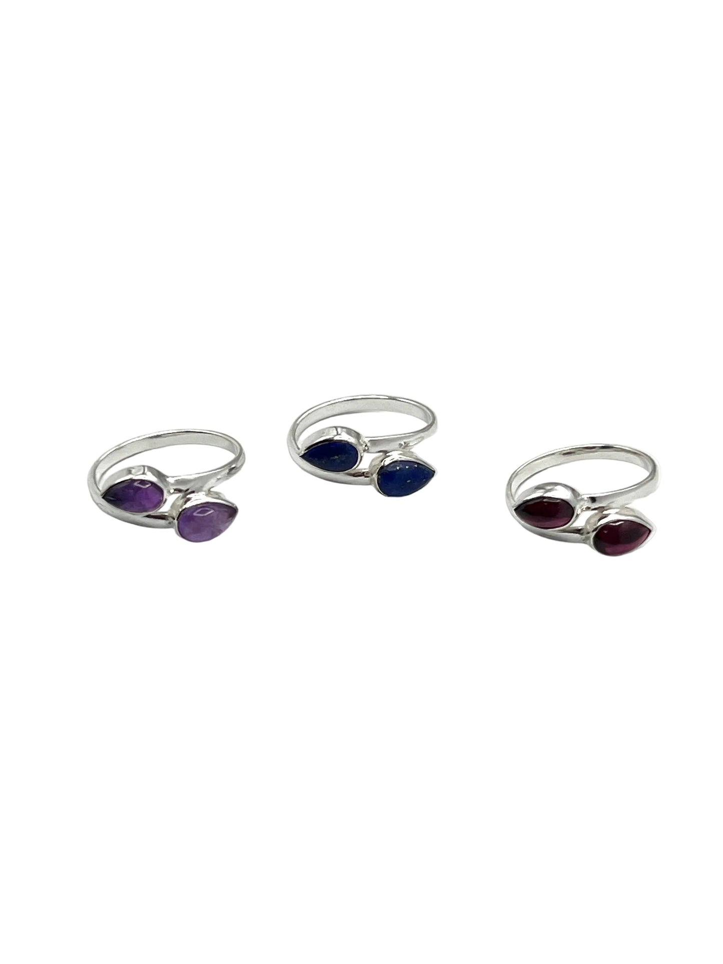 Double Teardrop Gemstone Rings