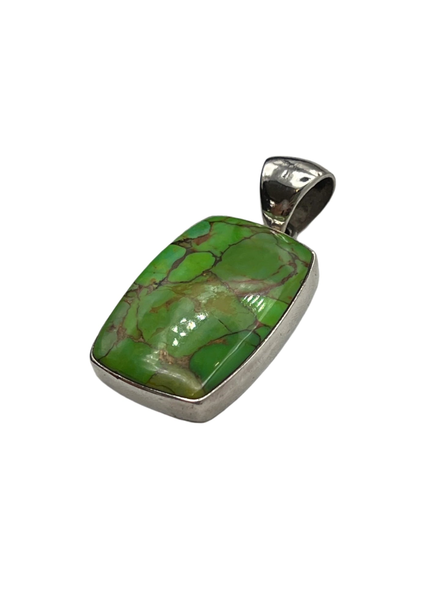 Sterling Silver Square Green Turquoise Pendant