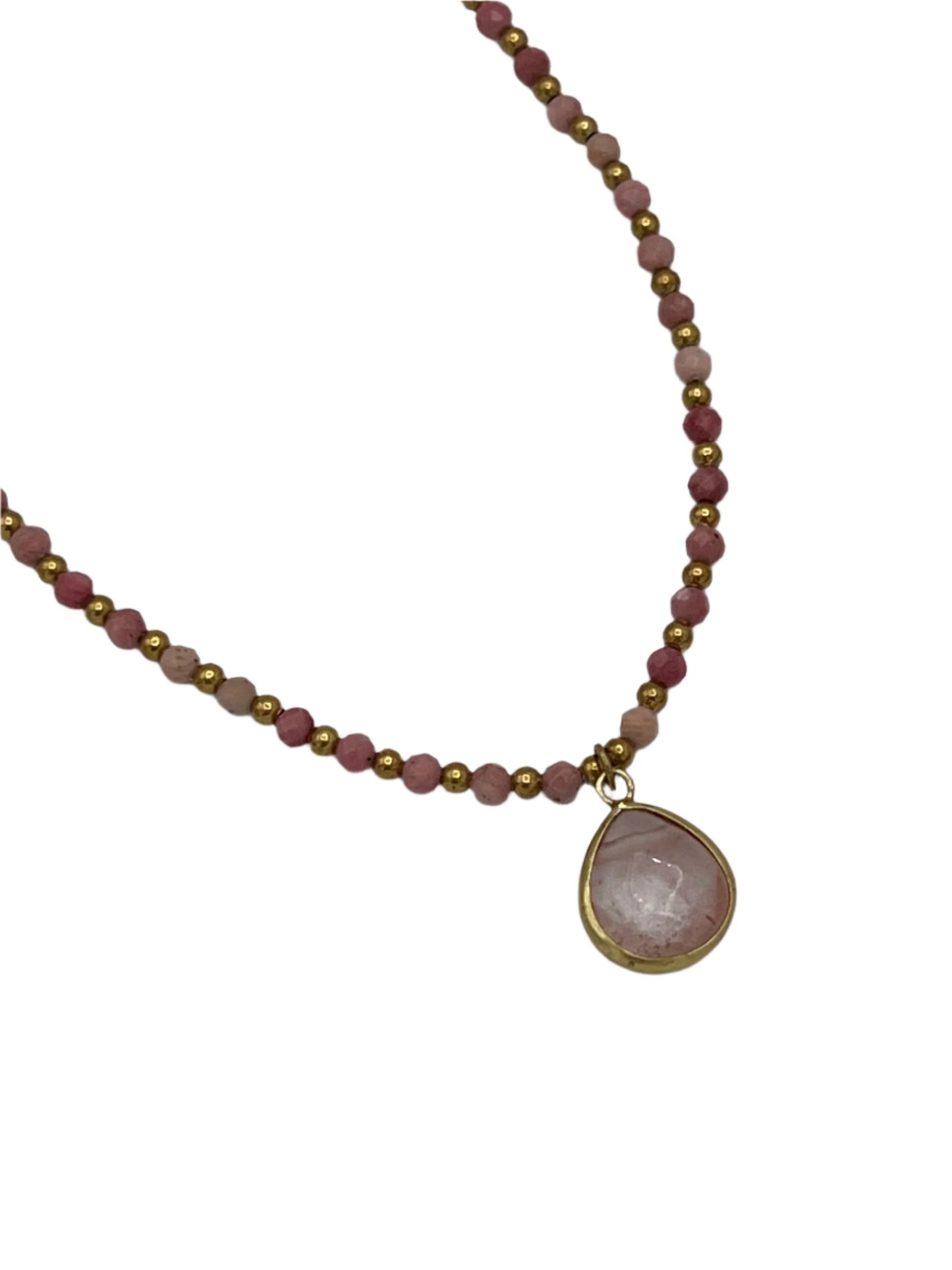 Teardrop Gemstone Brass Necklaces