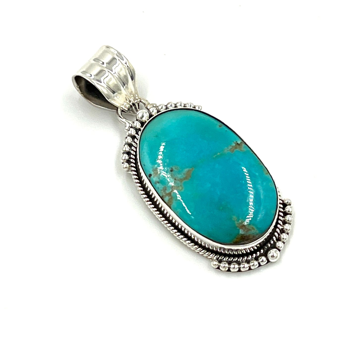 Sterling Silver Beaded Turquoise Pendants