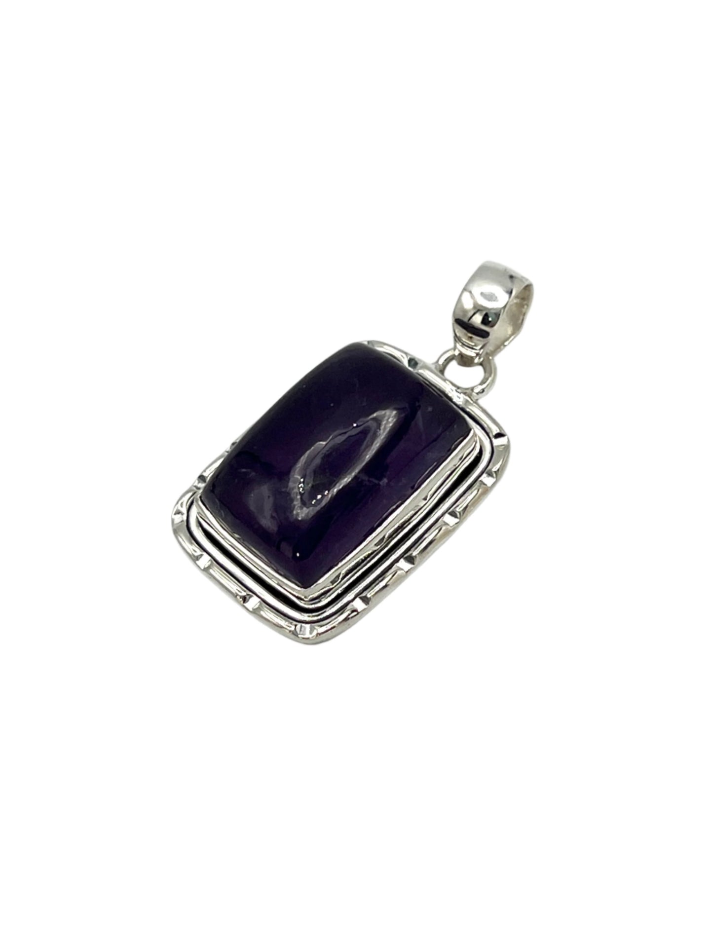 Sterling Silver Rectangle Amethyst Pendants