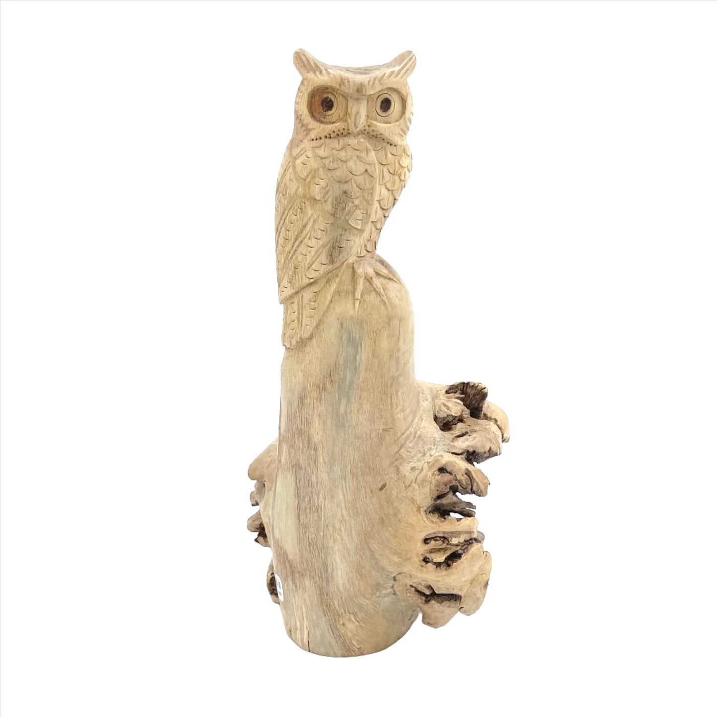 Parasite Perched Wood Owl Carving