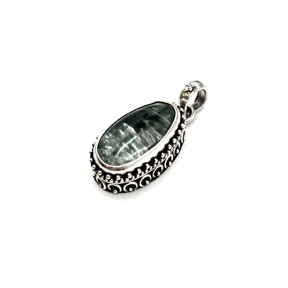 Sterling Silver Beaded Seraphinite Pendants