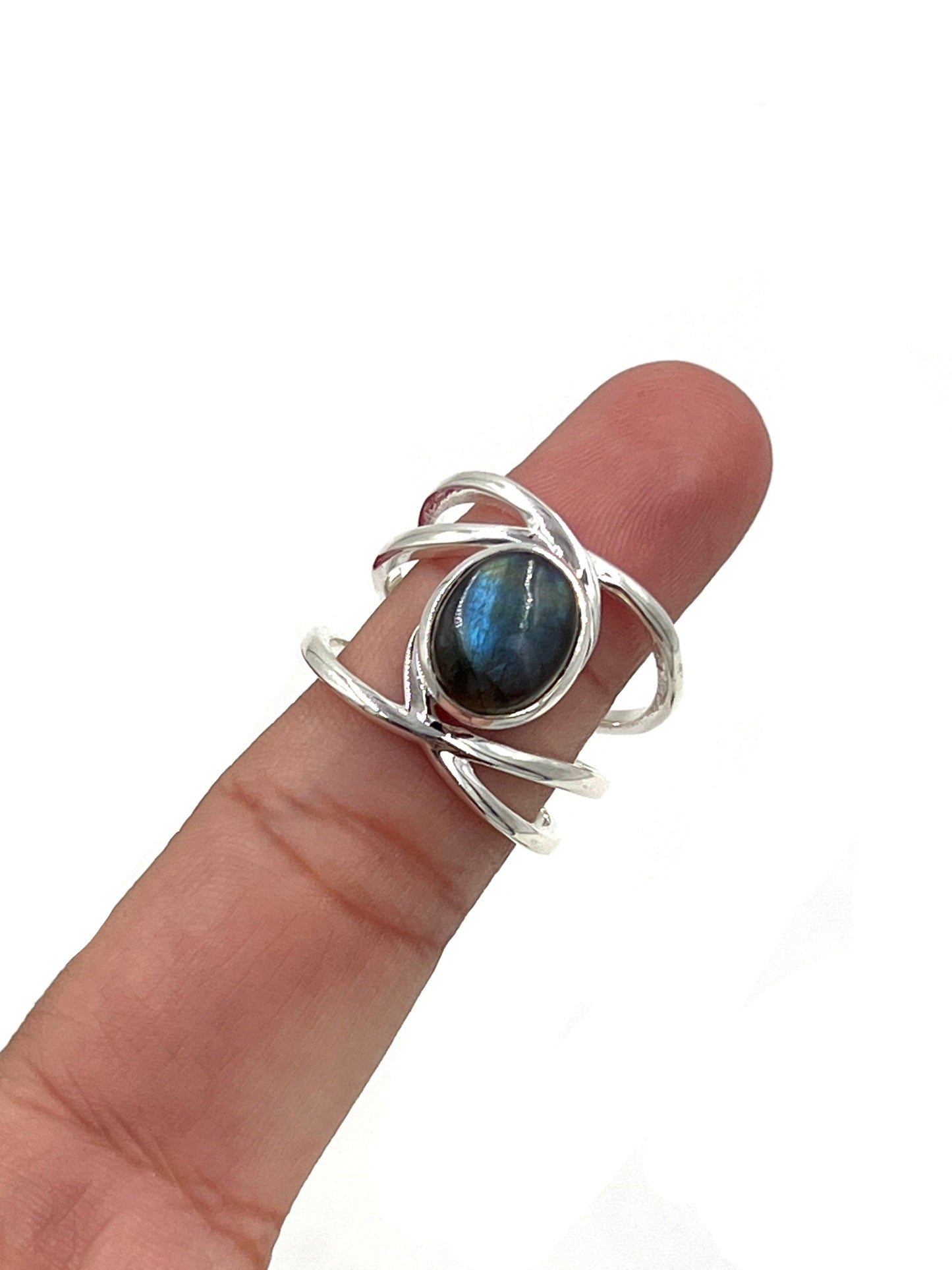 Oval Labradorite Wavy Ring