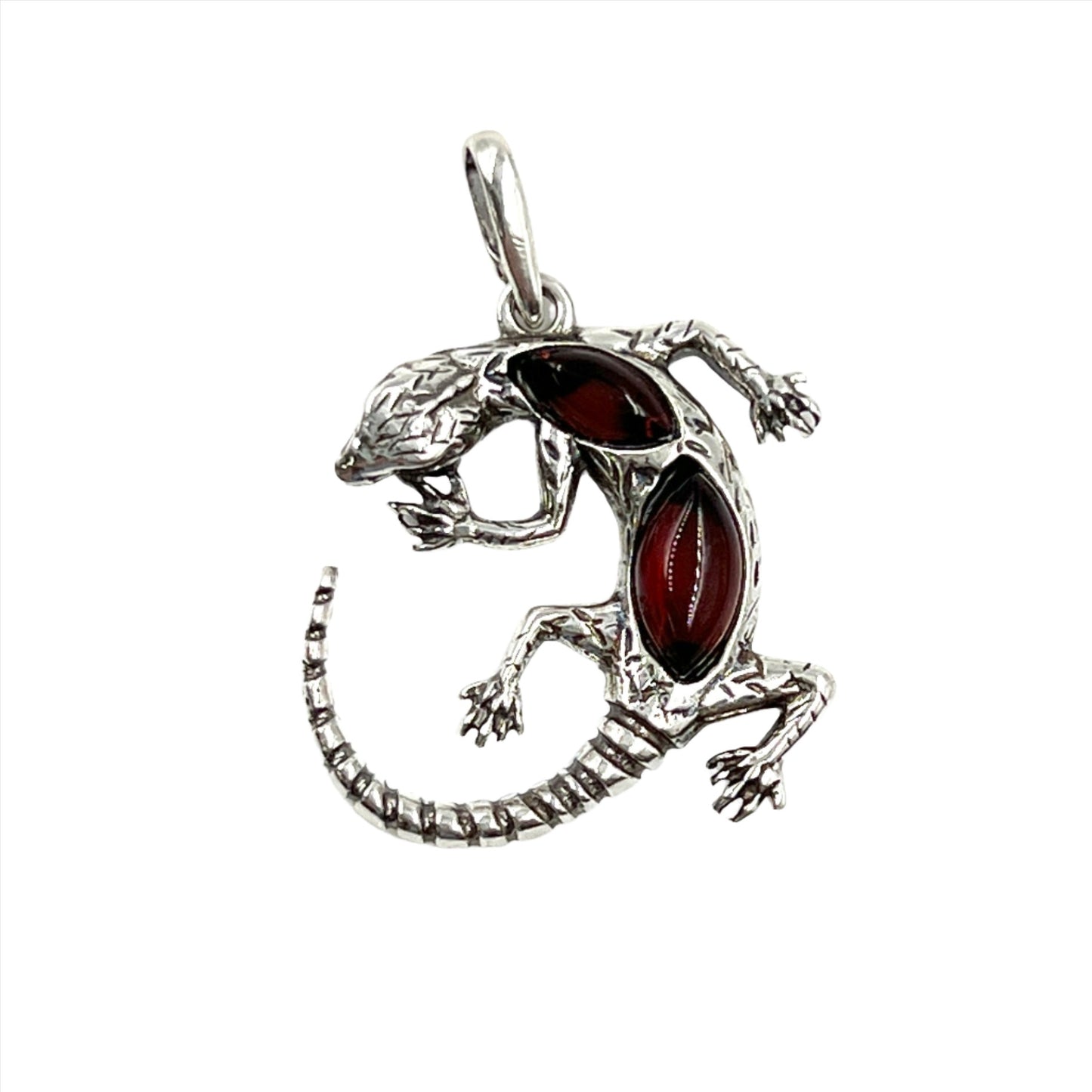 Sterling Silver Amber Lizard Pendants