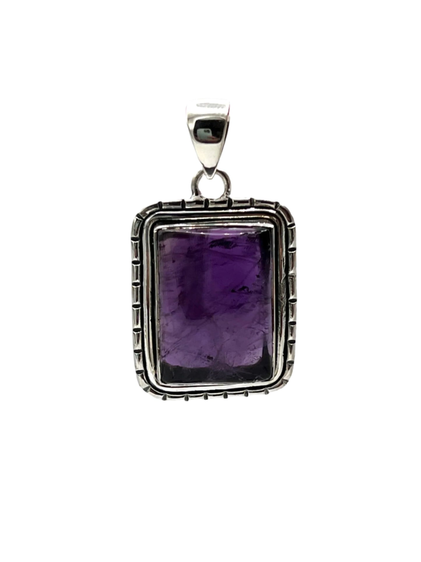 Sterling Silver Rectangle Amethyst Pendants